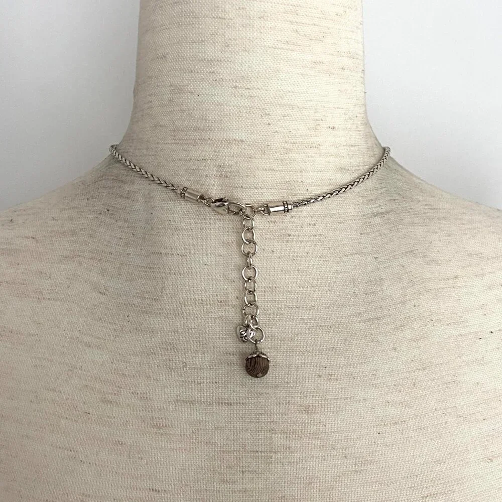 Brighton Katu Collection Silver Plated Round Wood Pendant Necklace 16